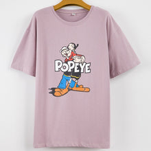 Load image into Gallery viewer, Siskakia Women's T shirt BF O Neck Short-sleeved t-shirt POPEYE Street Cartoon letter loose Tops Casual Tees Cotton Summer 2020