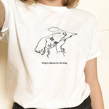 Load image into Gallery viewer, JBHLiving In Silence For Too Long Women Art Drawing T-Shirt Tumblr Fashion Grunge Style Music Tee Egirl Edgy Short Sleeves Shirt

